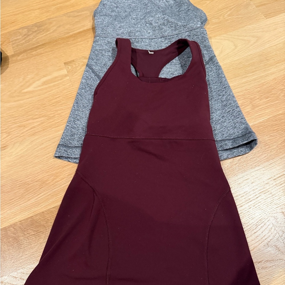 Burgundy and Gray Lululemon racer back workout top - set of 2